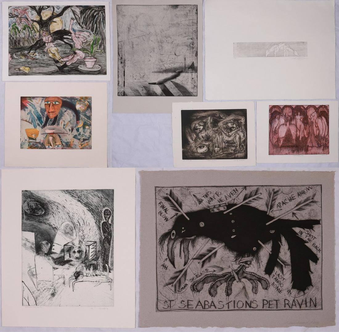 (8) Signed Expressionist Etchings (1 of 4)