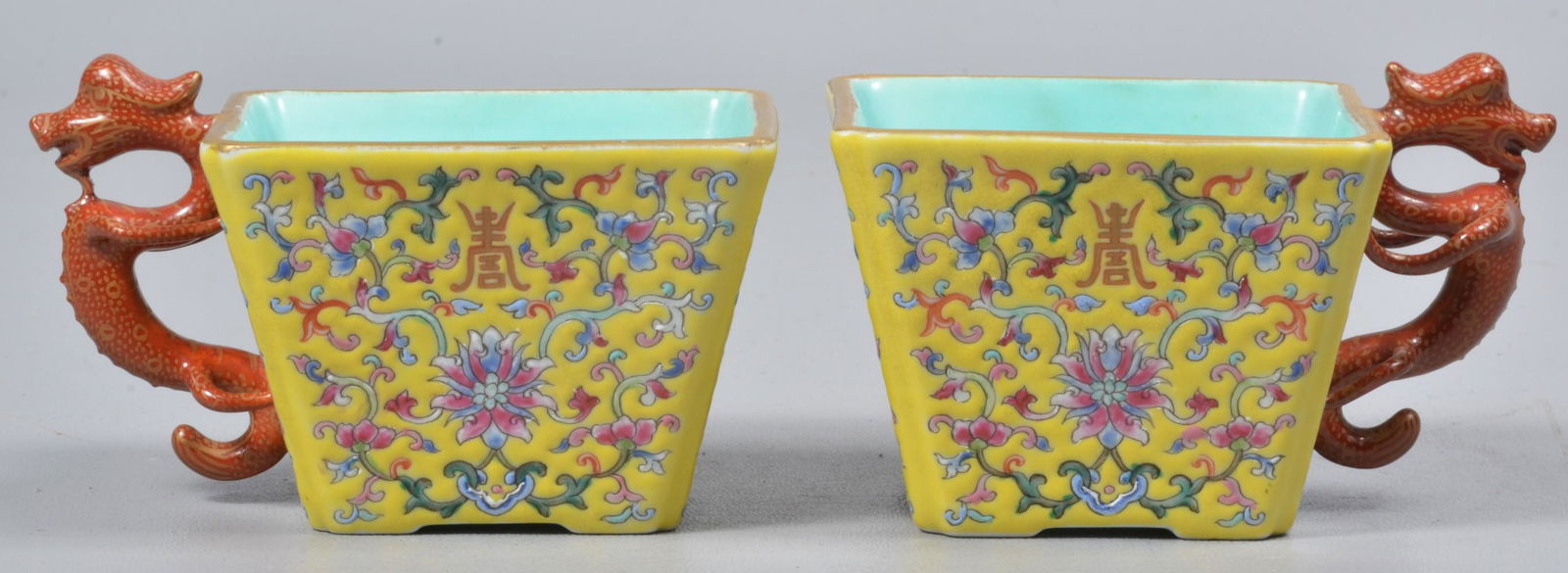 Pair of Chinese Porcelain Square Teacups (1 of 4)