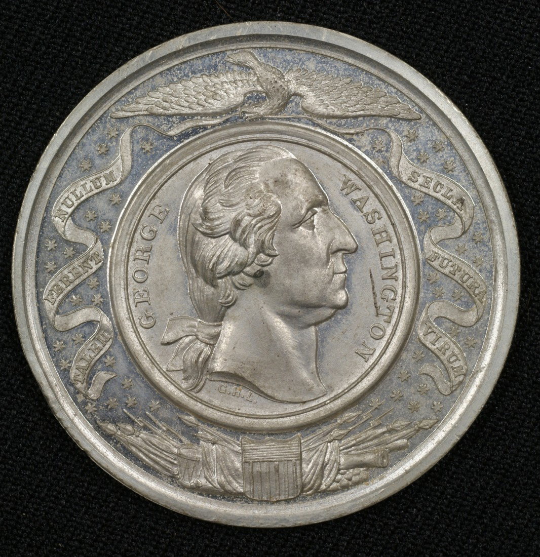 Scarce 51 mm white metal George Washington masonic : Scarce 51 mm white metal George Washington masonic medal circa 1859 baker # 289D, beautiful condition with lots of flash!