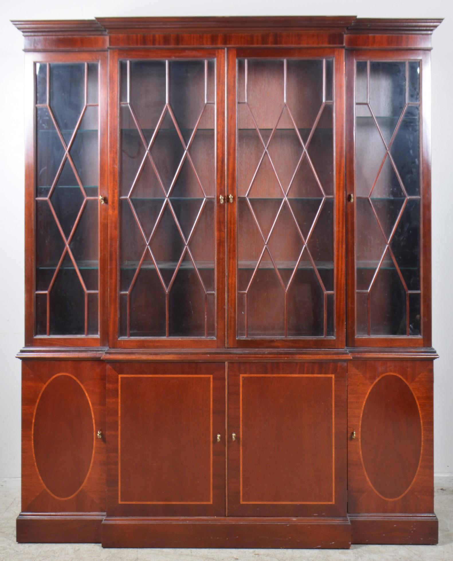 Baker 2-pc Mahogany inlaid china cabinet (1 of 3)