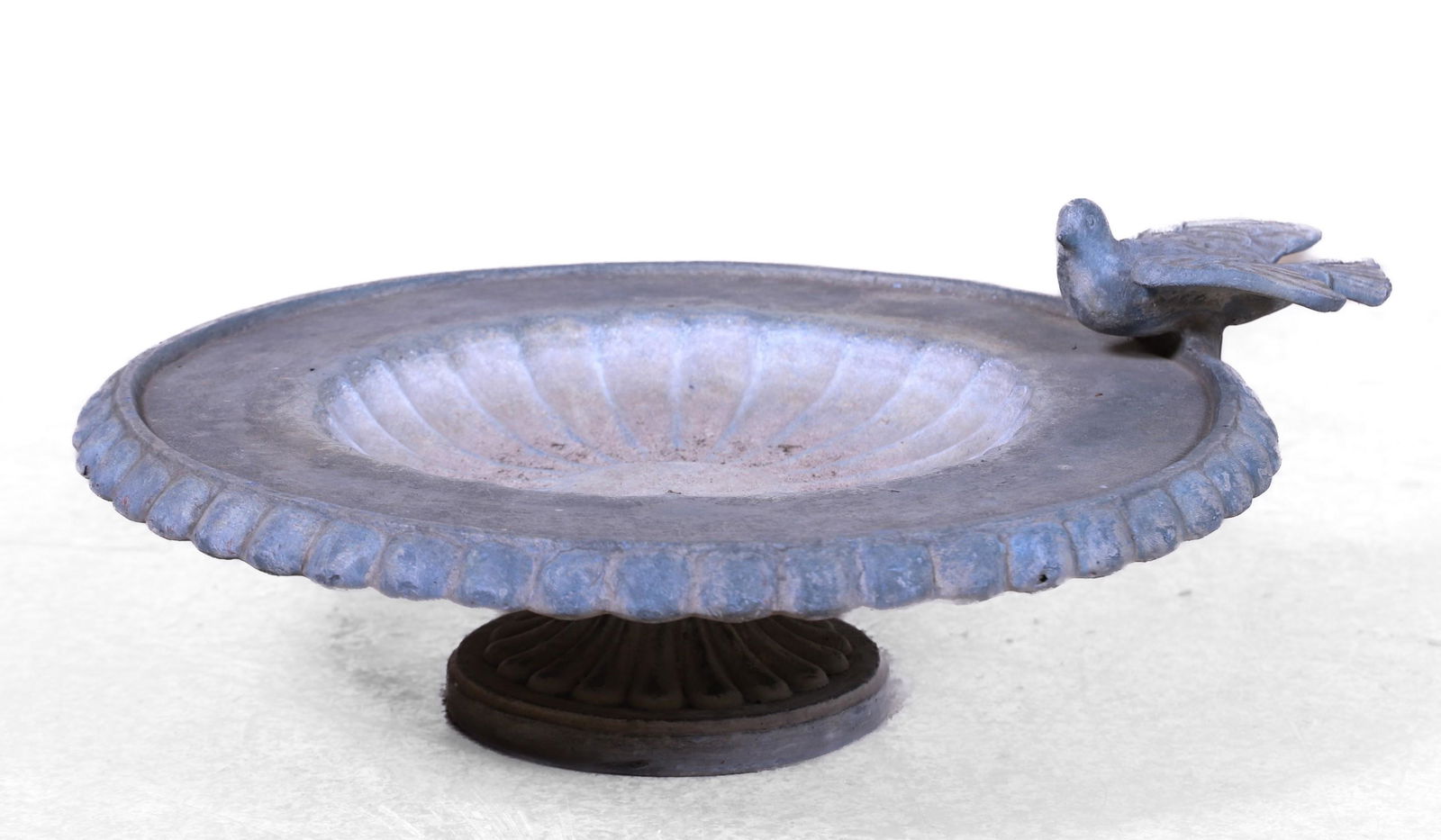 Lead table top birdbath with bird figure (1 of 2)