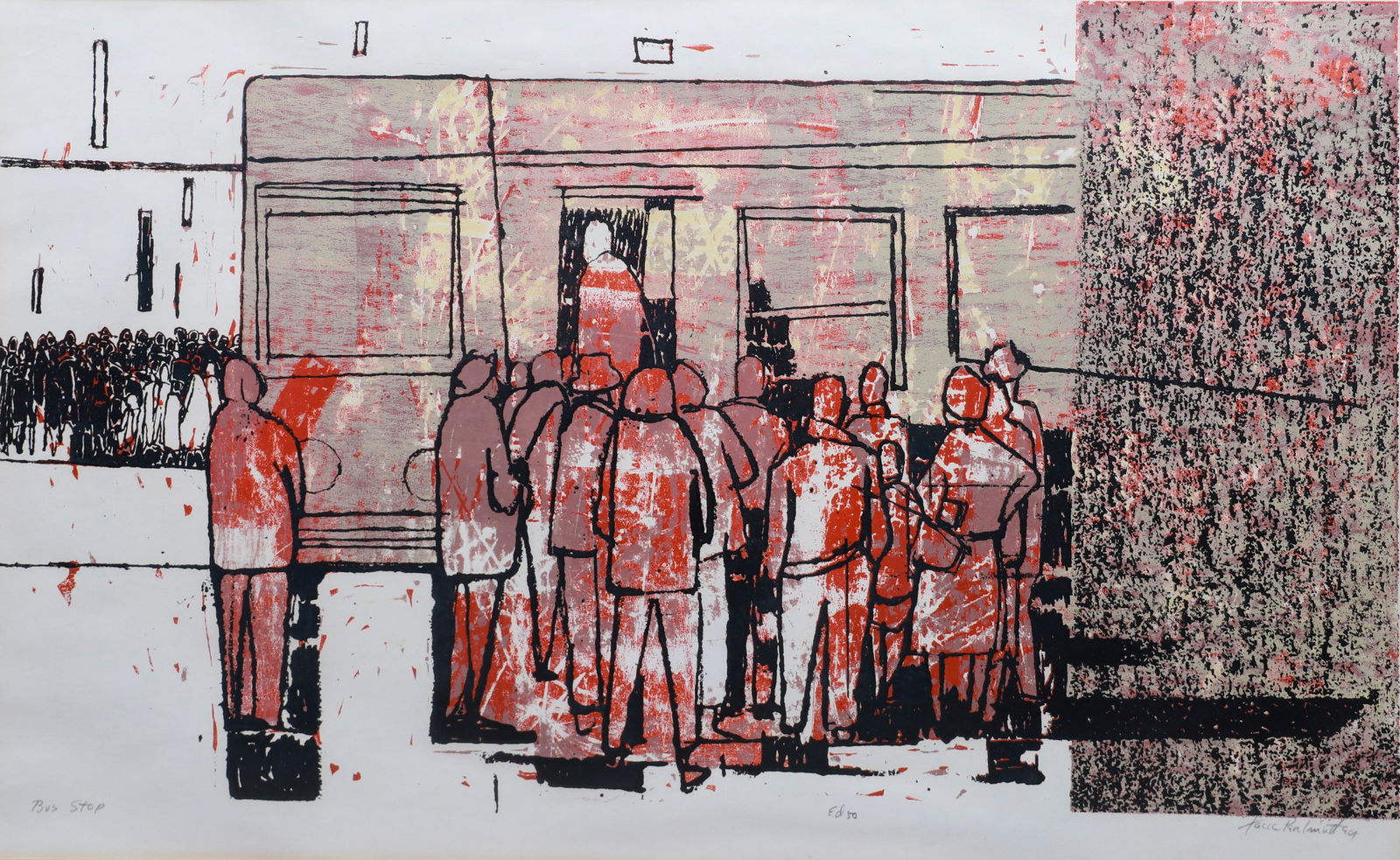 Jack Perlmutter Lithograph "Bus Stop" (1 of 4)
