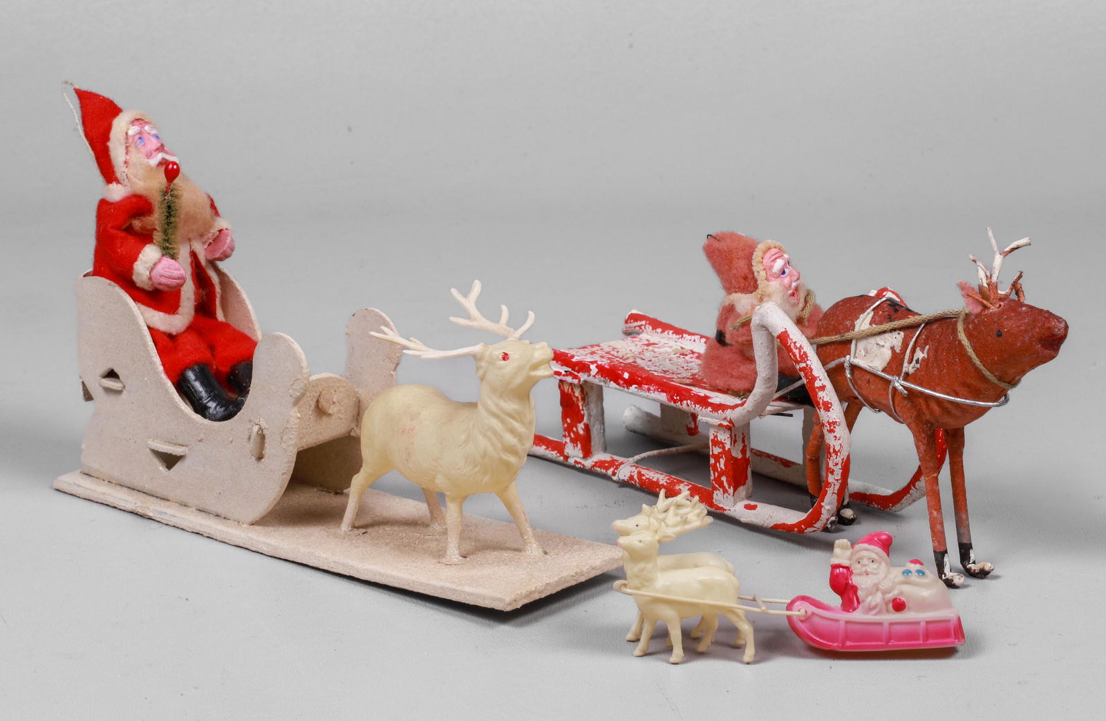 (3) Vintage Santa with Sleigh Figures (1 of 2)