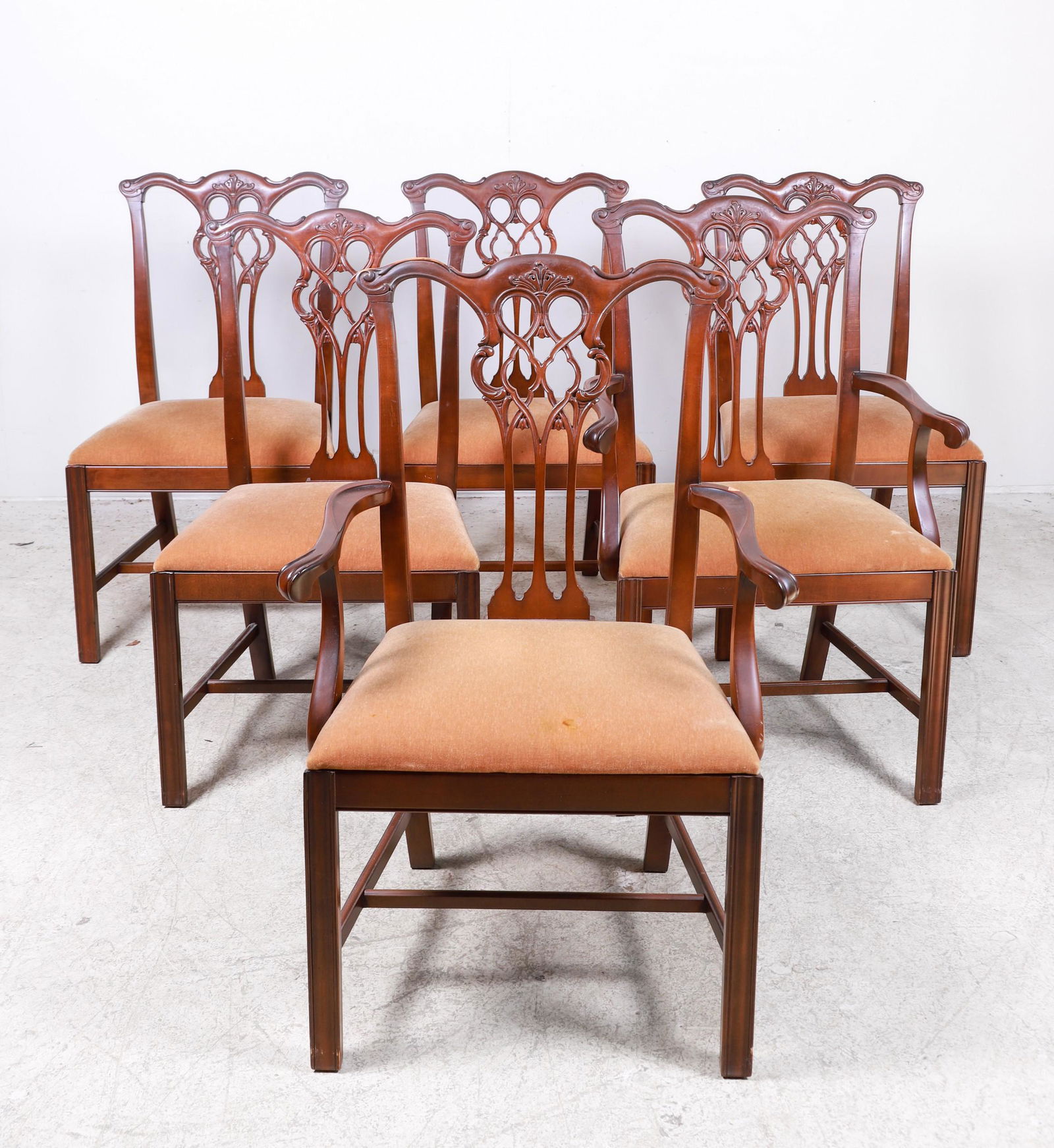(6) Lawsonia Chippendale style carved mahogany dining chairs (1 of 3)
