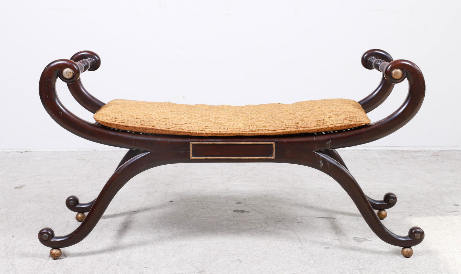 Baker Regency style caned mahogany bench (1 of 3)