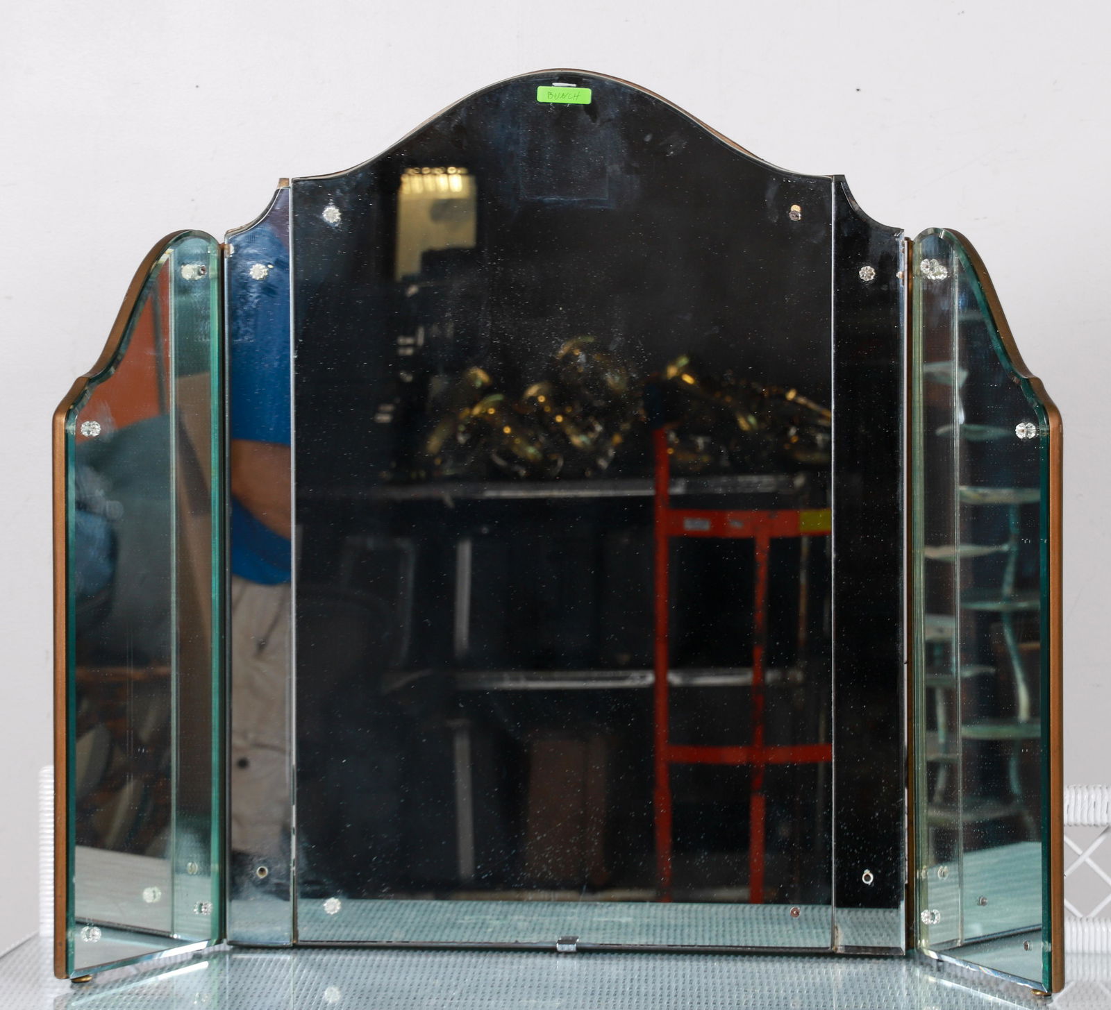 Shaped 3 part folding vanity mirror (1 of 6)