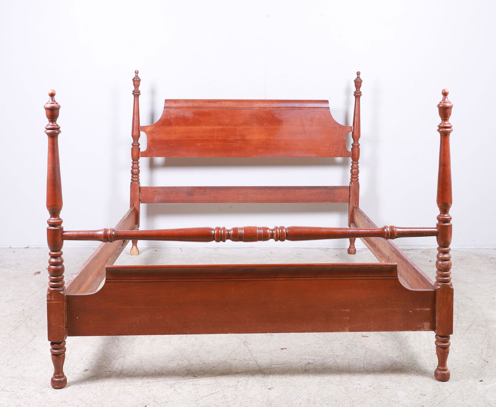 Sheraton style cherry double size bed (1 of 6)