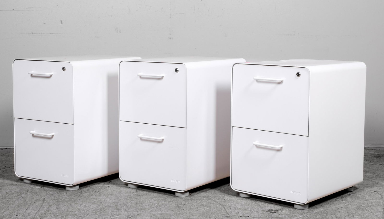 (3) Poppin white metal 2-drawer lateral files (1 of 3)