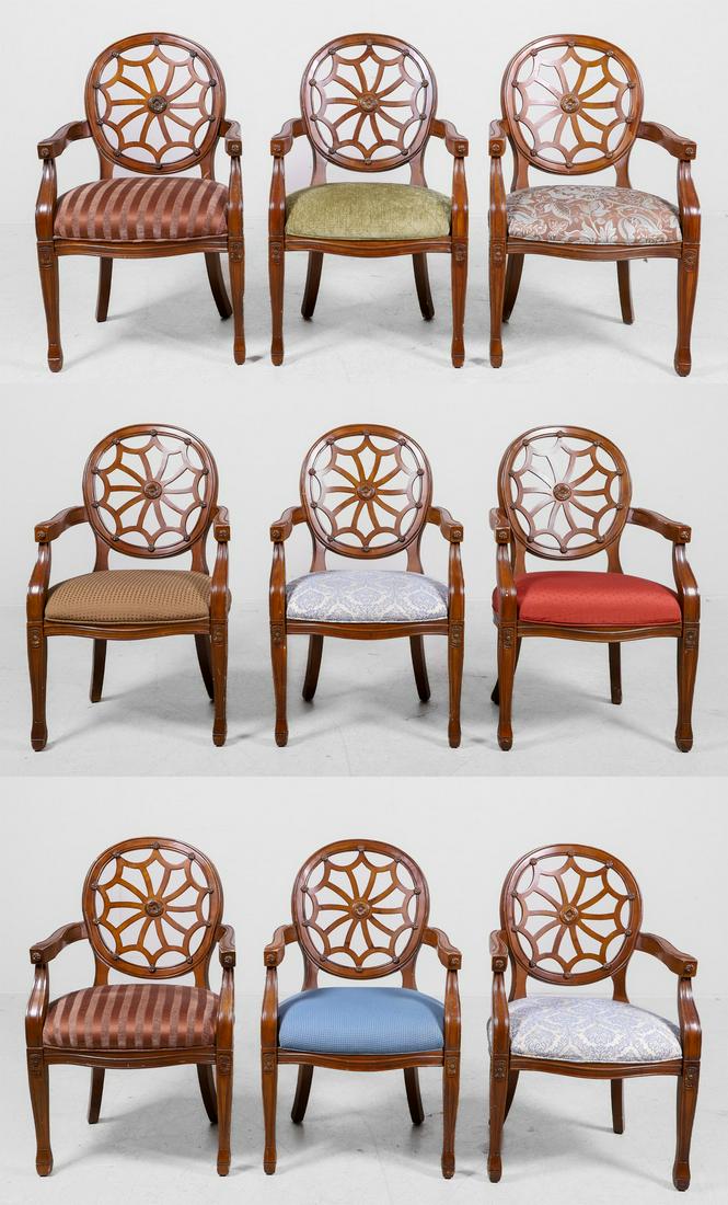 (9) Contemporary carved walnut dining chairs (1 of 4)