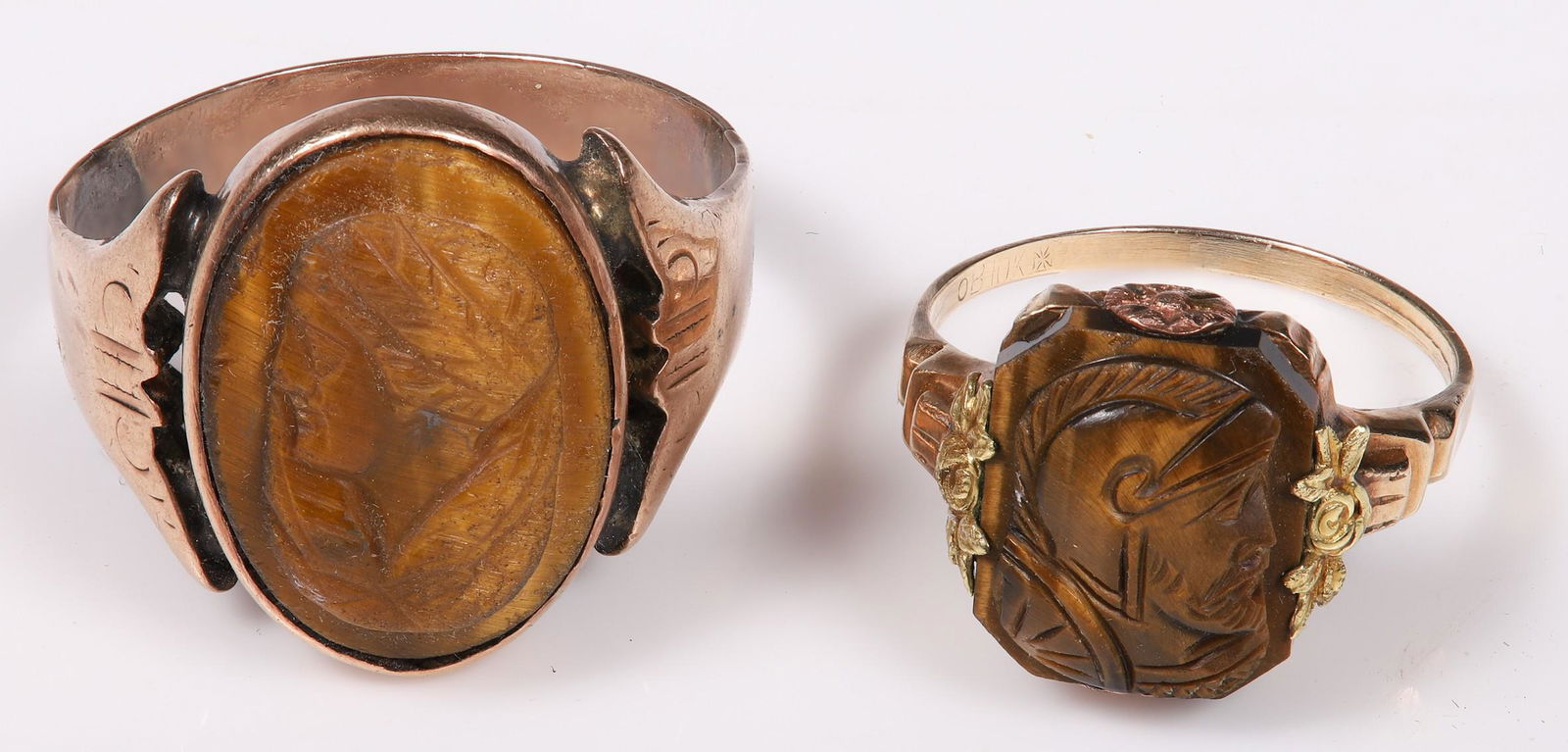 (2) 10K Tigers Eye Cameo Rings (1 of 3)