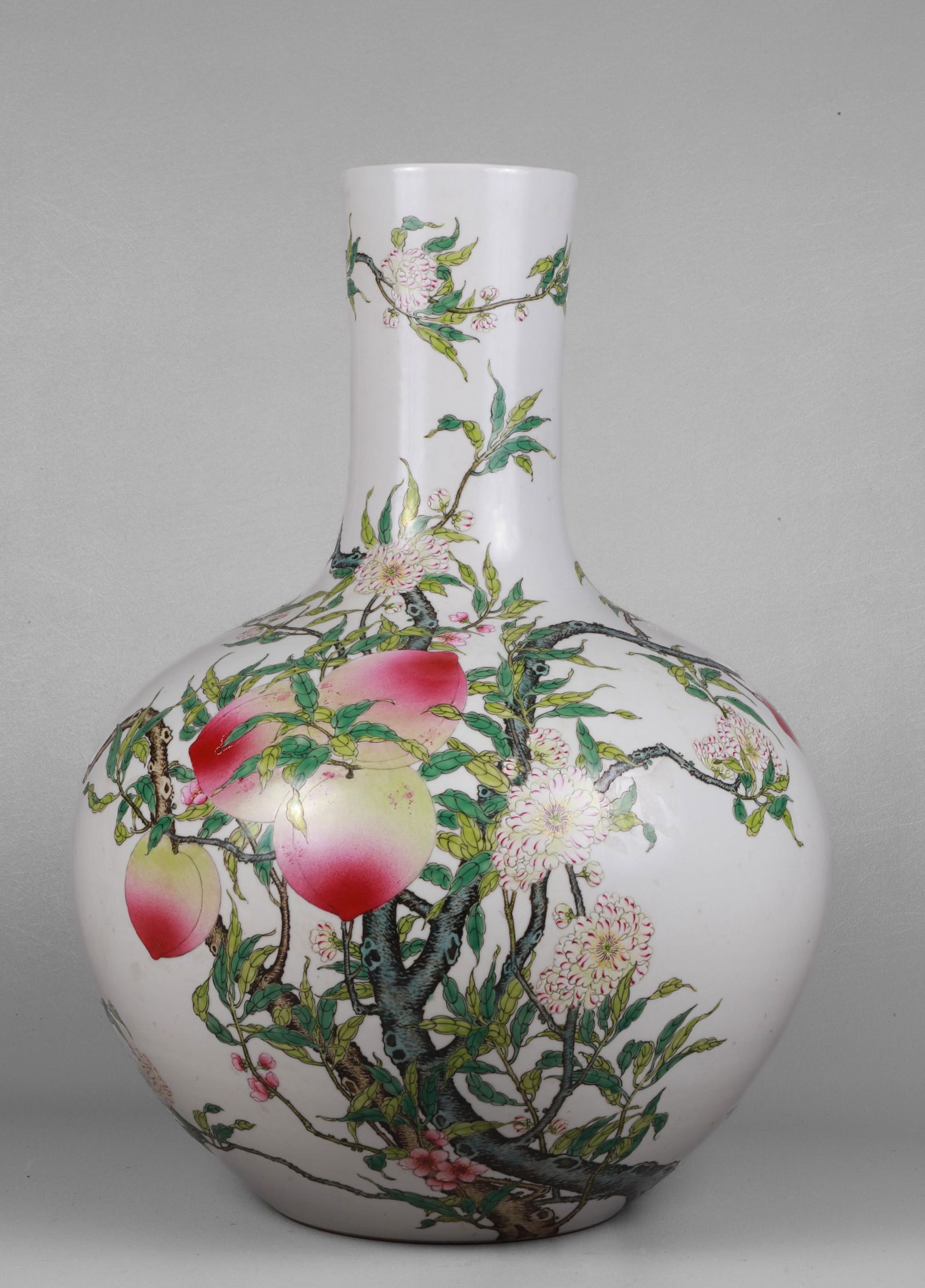 Large Chinese Nine Peaches Bottle Vase (1 of 4)
