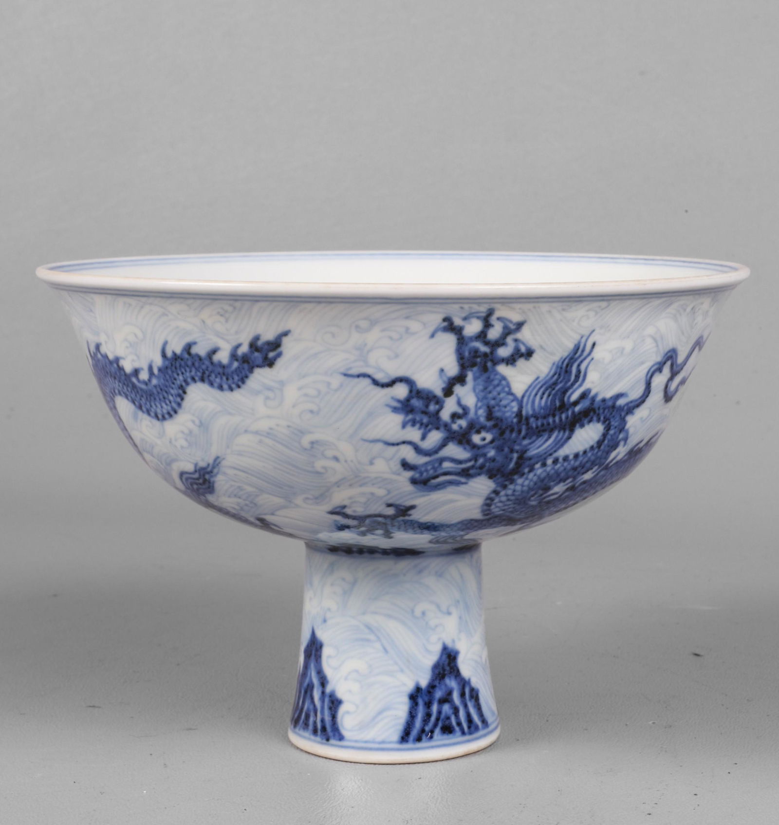Chinese Blue & White Porcelain Stem Cup (1 of 5)