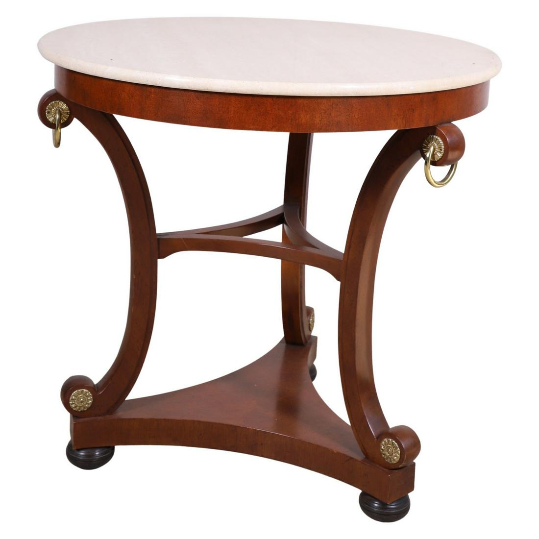 Baker Regency style marbletop mahogany center table (1 of 3)