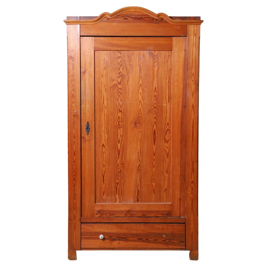 Scrubbed pine Continental one door wardrobe (1 of 5)