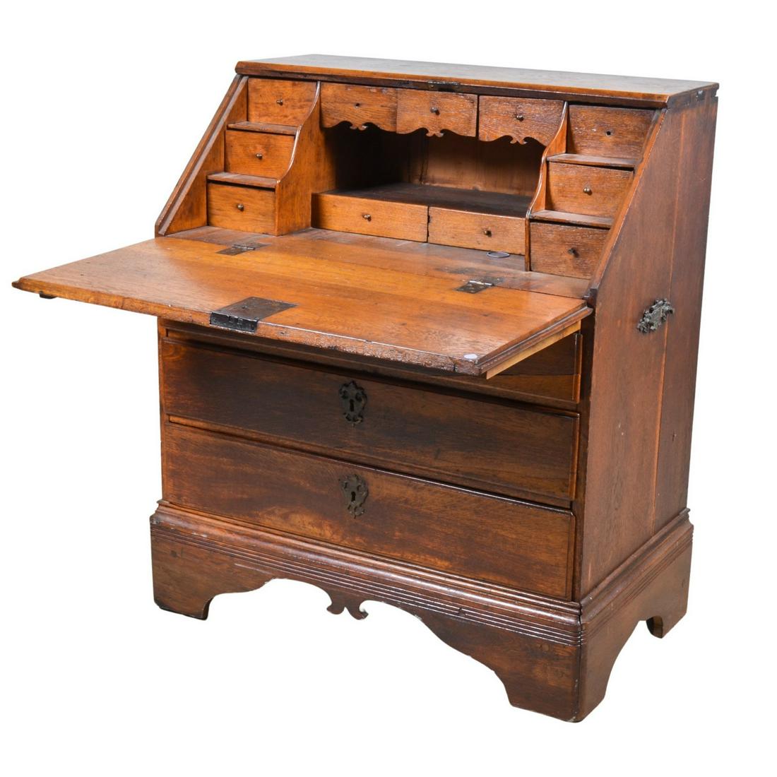 English Oak Queen Anne slant lid desk (1 of 9)