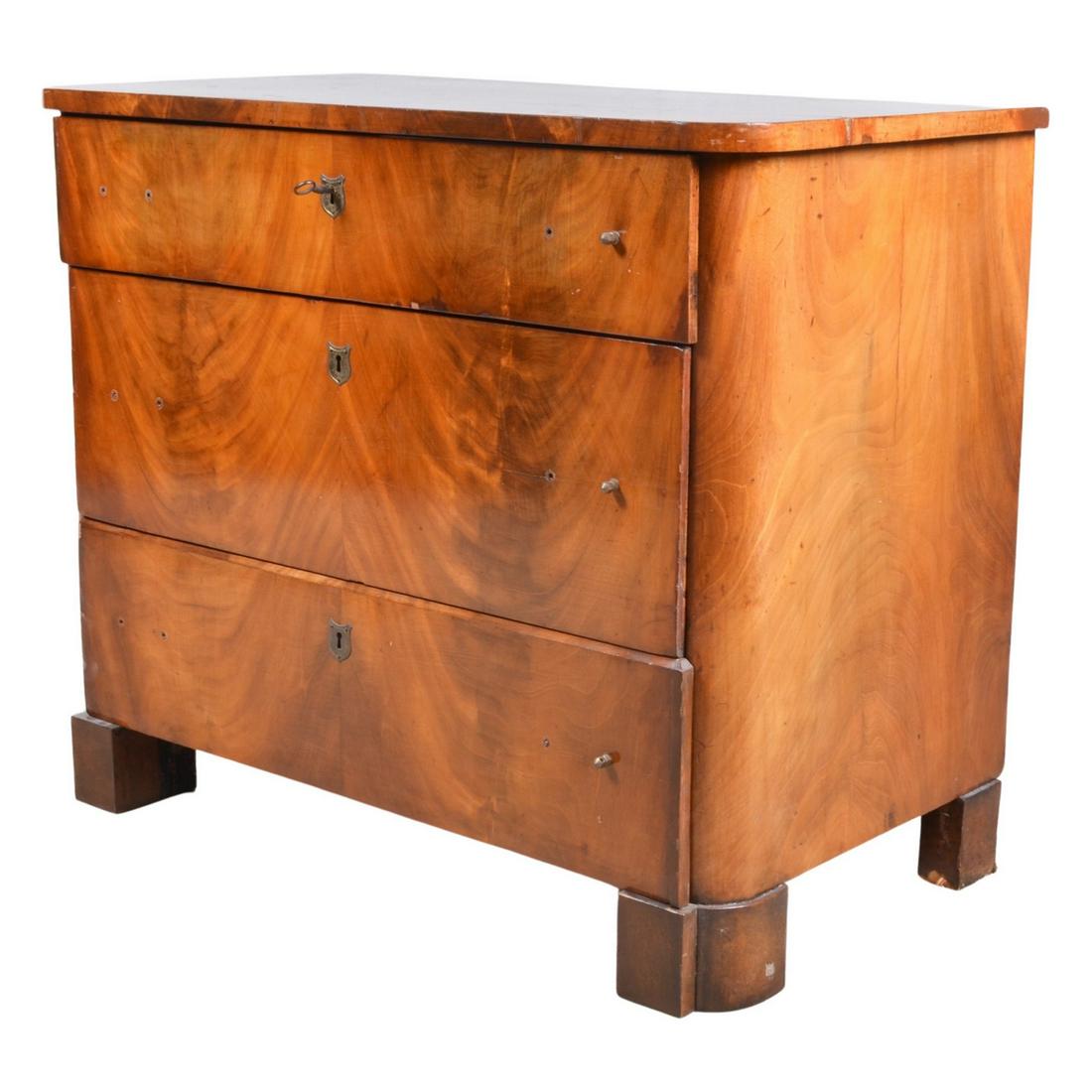 Biedermeier style three drawer mahogany bureau (1 of 7)