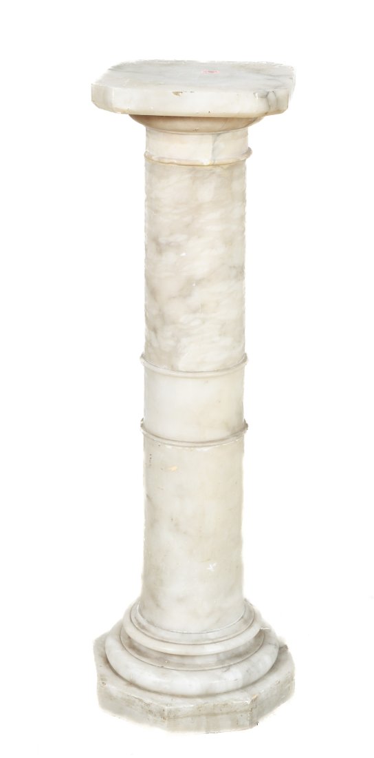 Alabaster pedestal: Alabaster pedestal, 40"h x 8-1/2"square