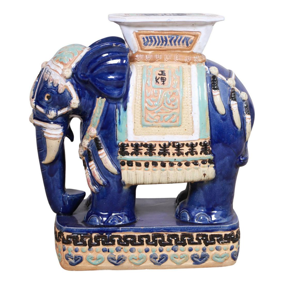 Ceramic paint decorated garden seat of elephant (1 of 3)