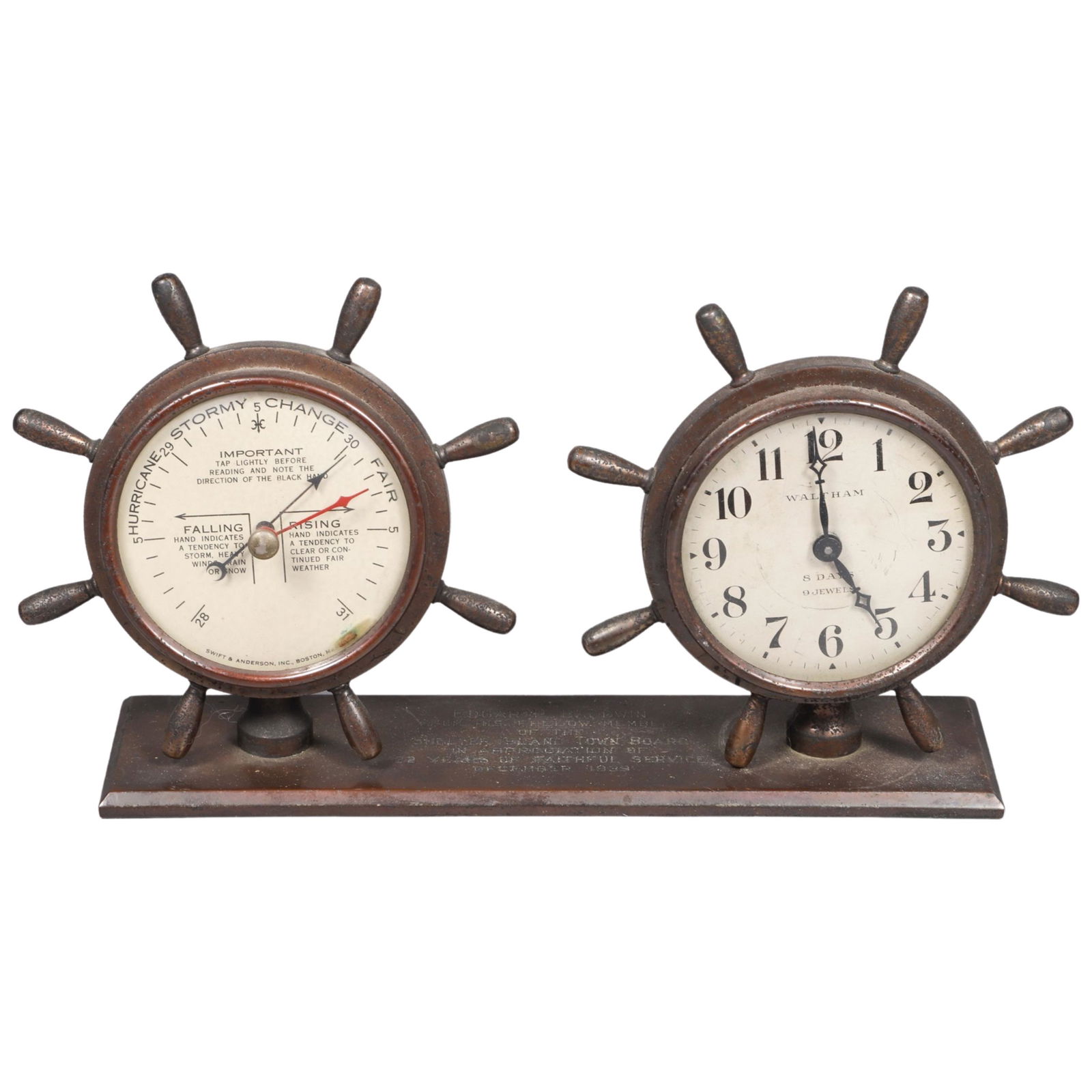 Waltham 8 Day 9J Ship Wheel Clock Barometer (1 of 2)
