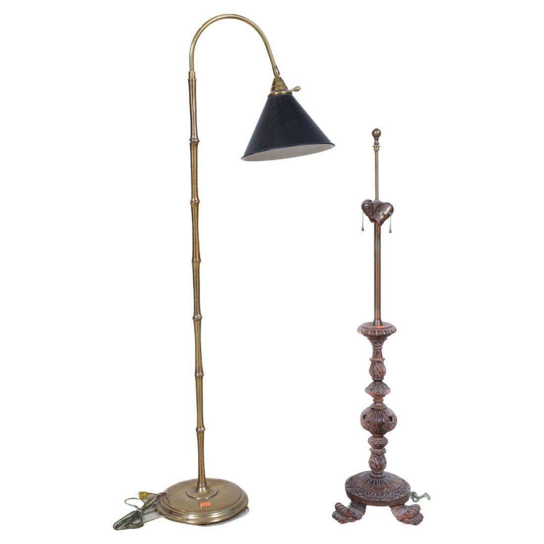 Composition floor lamp, brass bamboo form floor lamp (1 of 3)