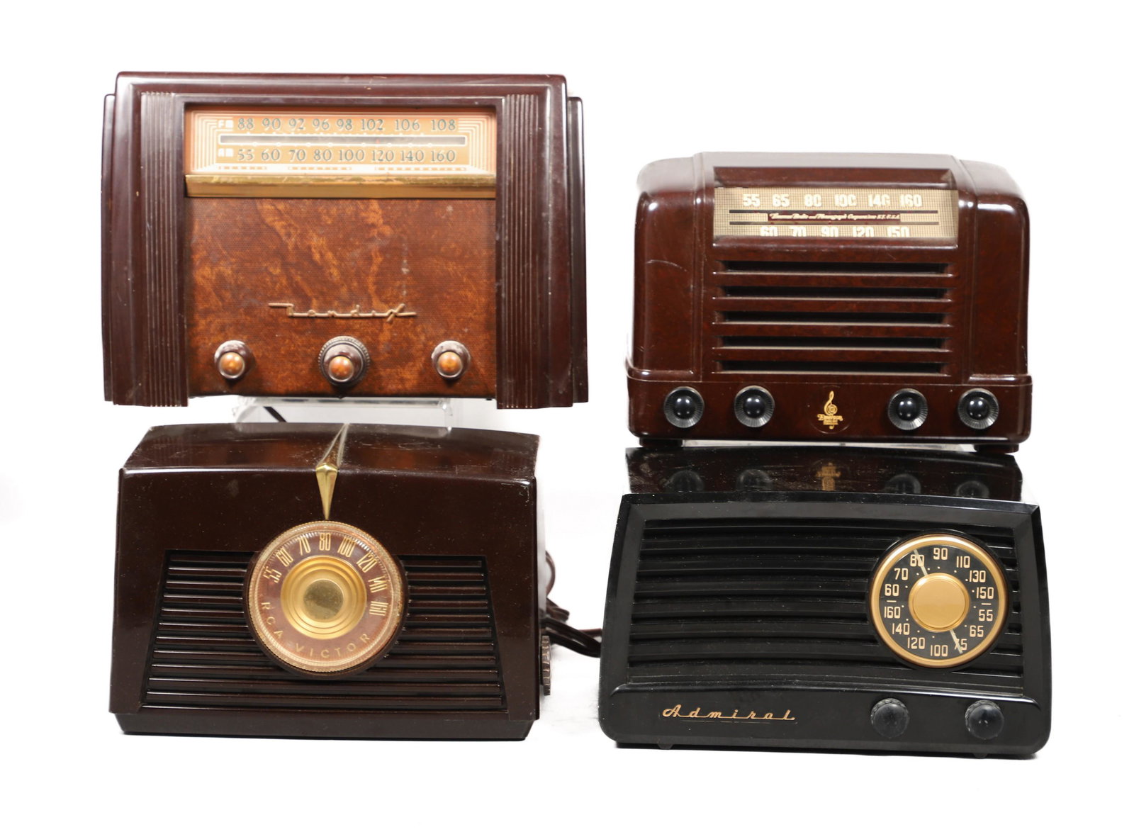 (4) Vintage Radios: (4) Vintage radios to include Admiral 5x11 N, RCA VIctor 8X541, mid-century Emerson radio and Bendix 75P6U, for parts and repair
