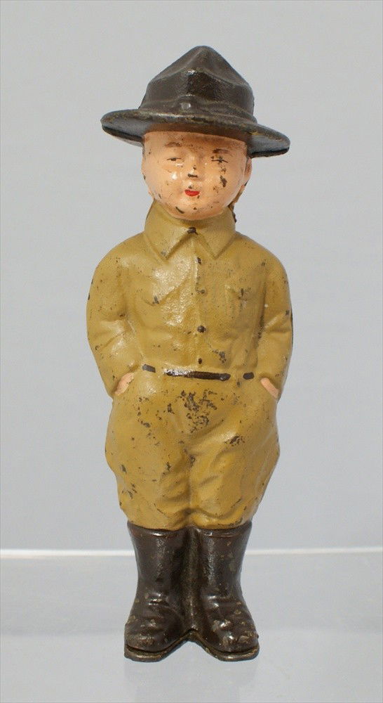 Grey Iron Dough Boy Soldier Cast Iron Still Bank,: Grey Iron Dough Boy Soldier Cast Iron Still Bank, 7".