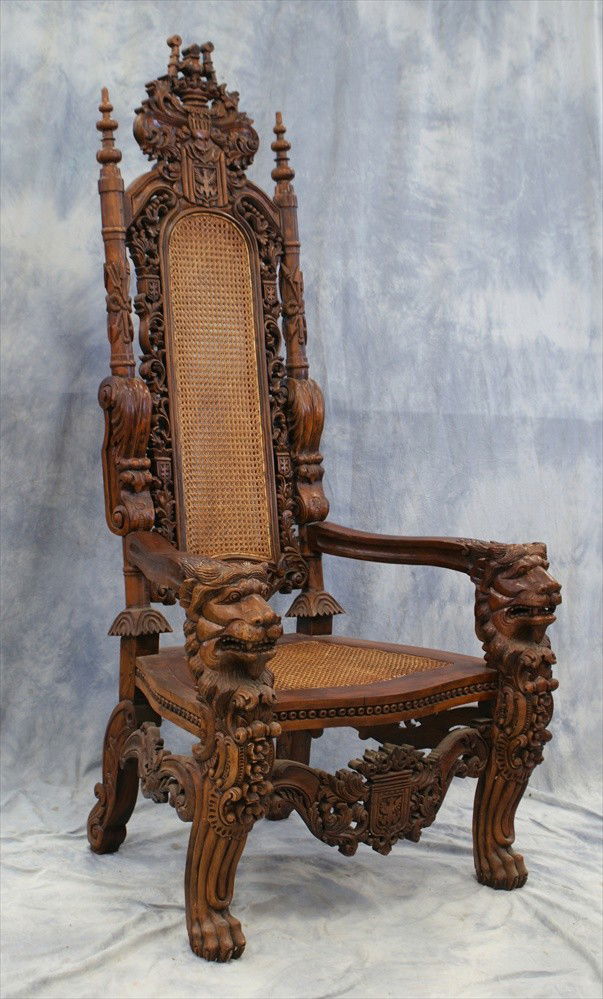 187 2 Ornately Carved Medieval Style Chairs, late 20th Aug 02, 2011