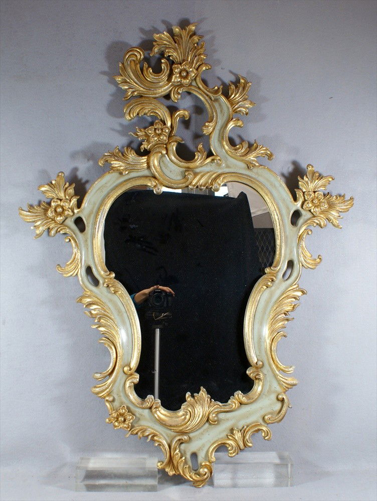 La Barge Handcarved Rococo Mirror, 47" h, 34" w.: La Barge Handcarved Rococo Mirror, 47" h, 34" w.