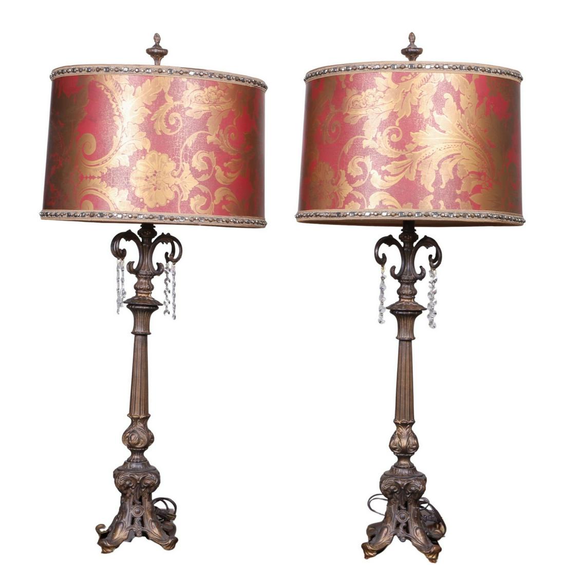 Pair Contemporary gilt metal table lamps (1 of 2)