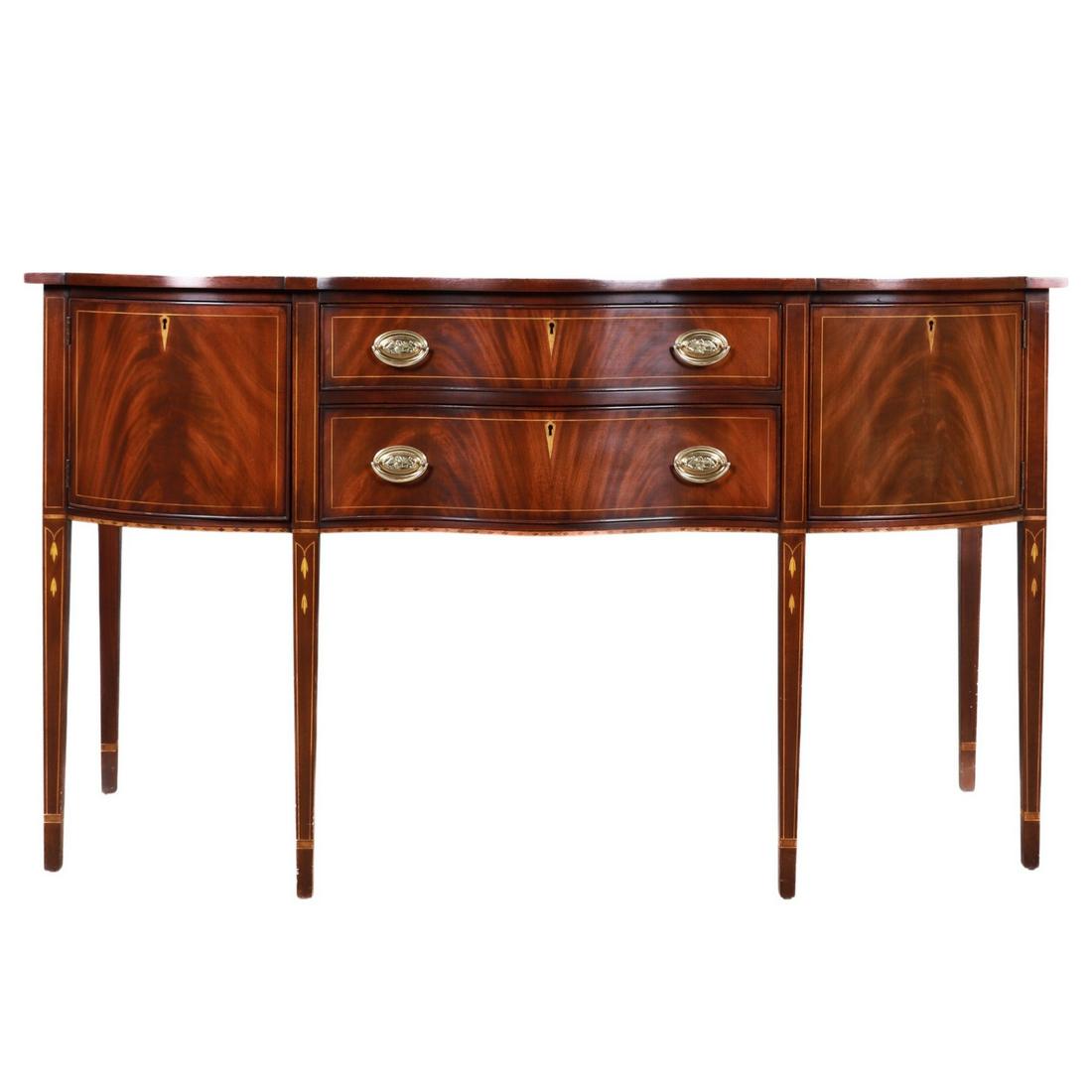 Henkel Harris mahogany inlaid serpentine sideboard (1 of 4)