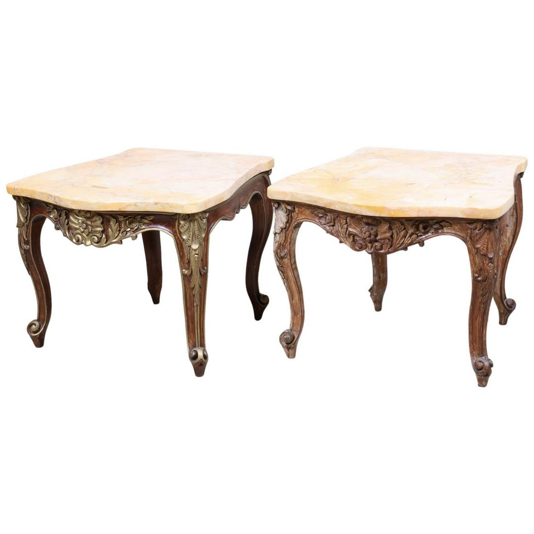 (2) Louis XV style mahogany marbletop side tables (1 of 3)