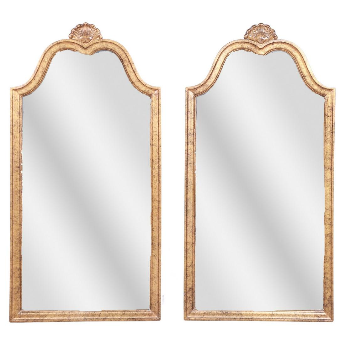 Pair gilt and ebonized hanging wall mirrors (1 of 2)