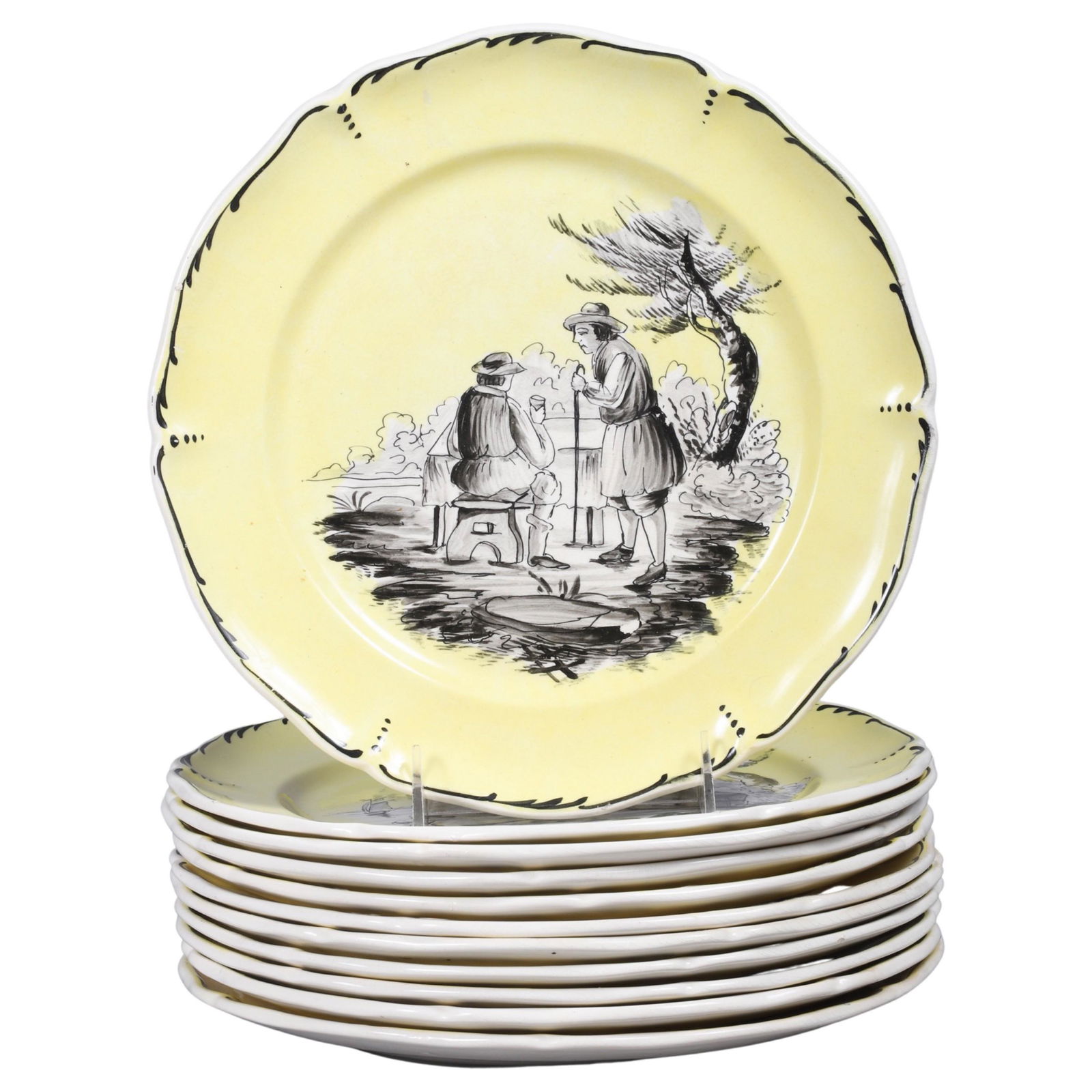 (11) French Faience Plates (1 of 3)