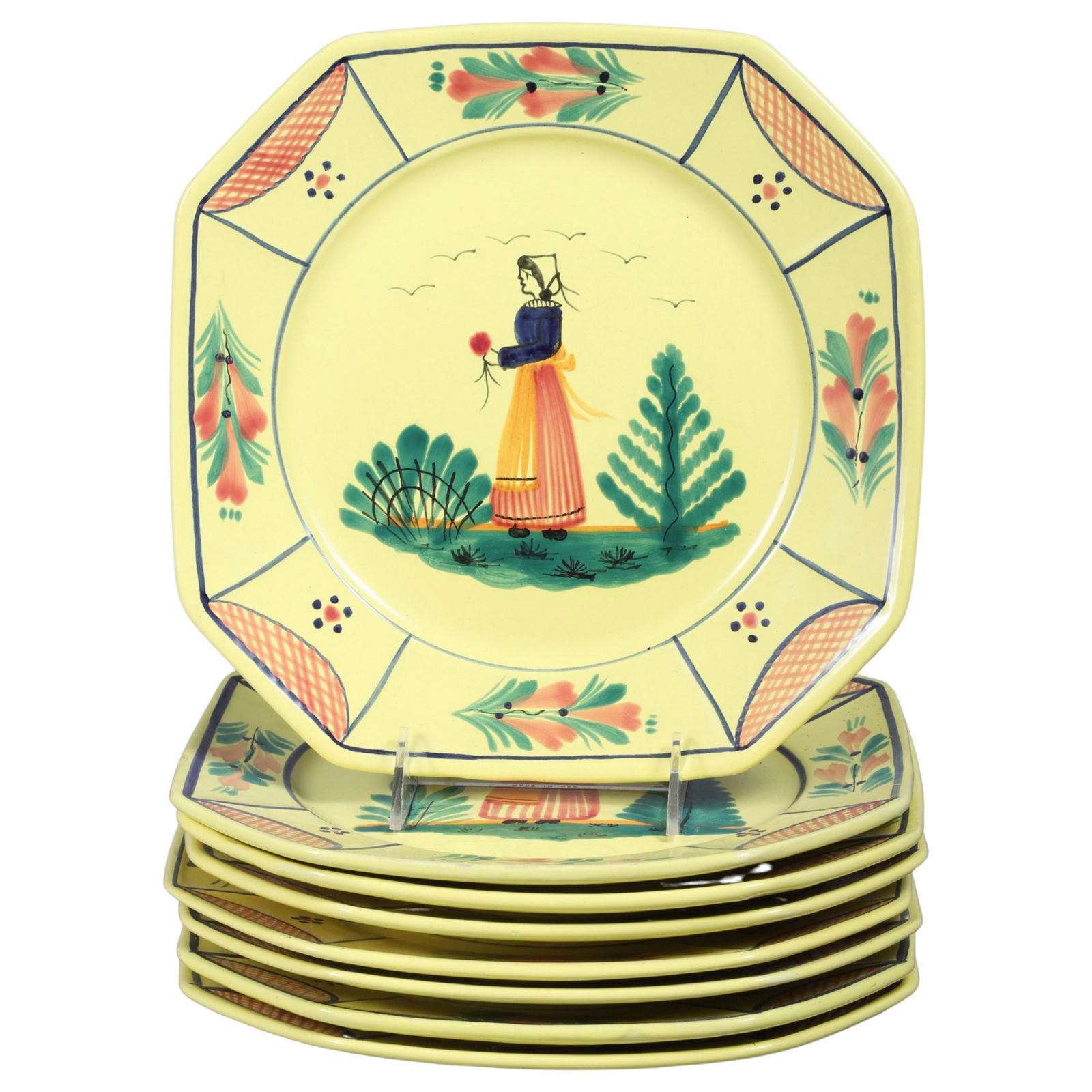 (8) HB Quimper Octagonal Plates (1 of 3)