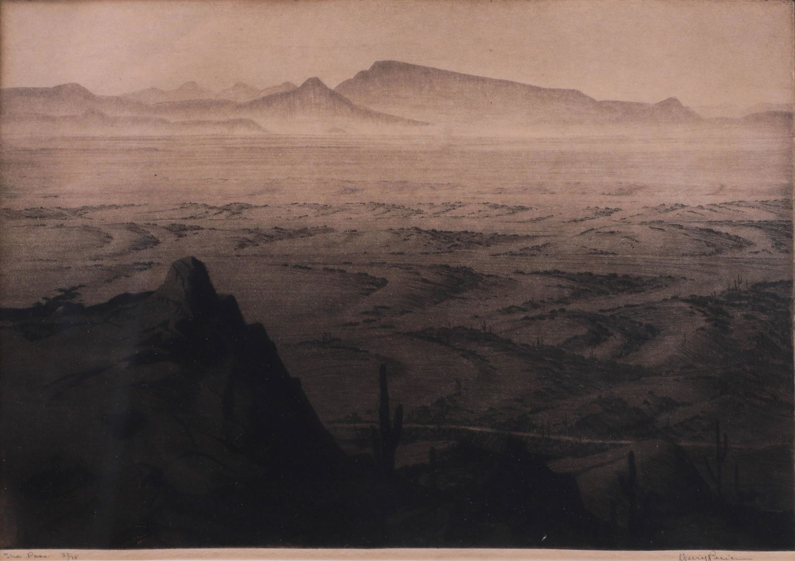 Gerry Pierce Etching "The Pass" (1 of 5)