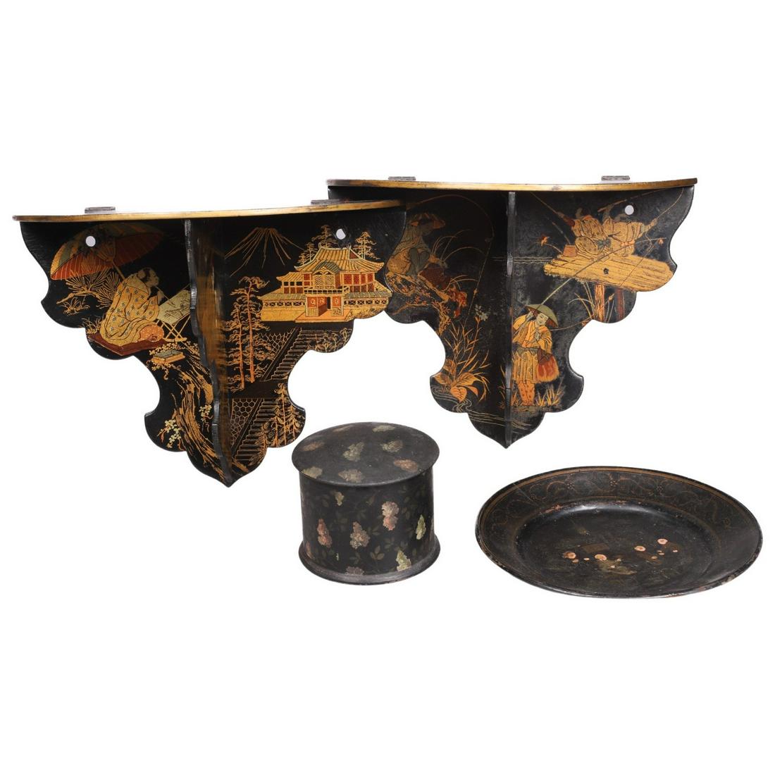 (4) Lacquered Shelves, Dish and Trinket (1 of 7)