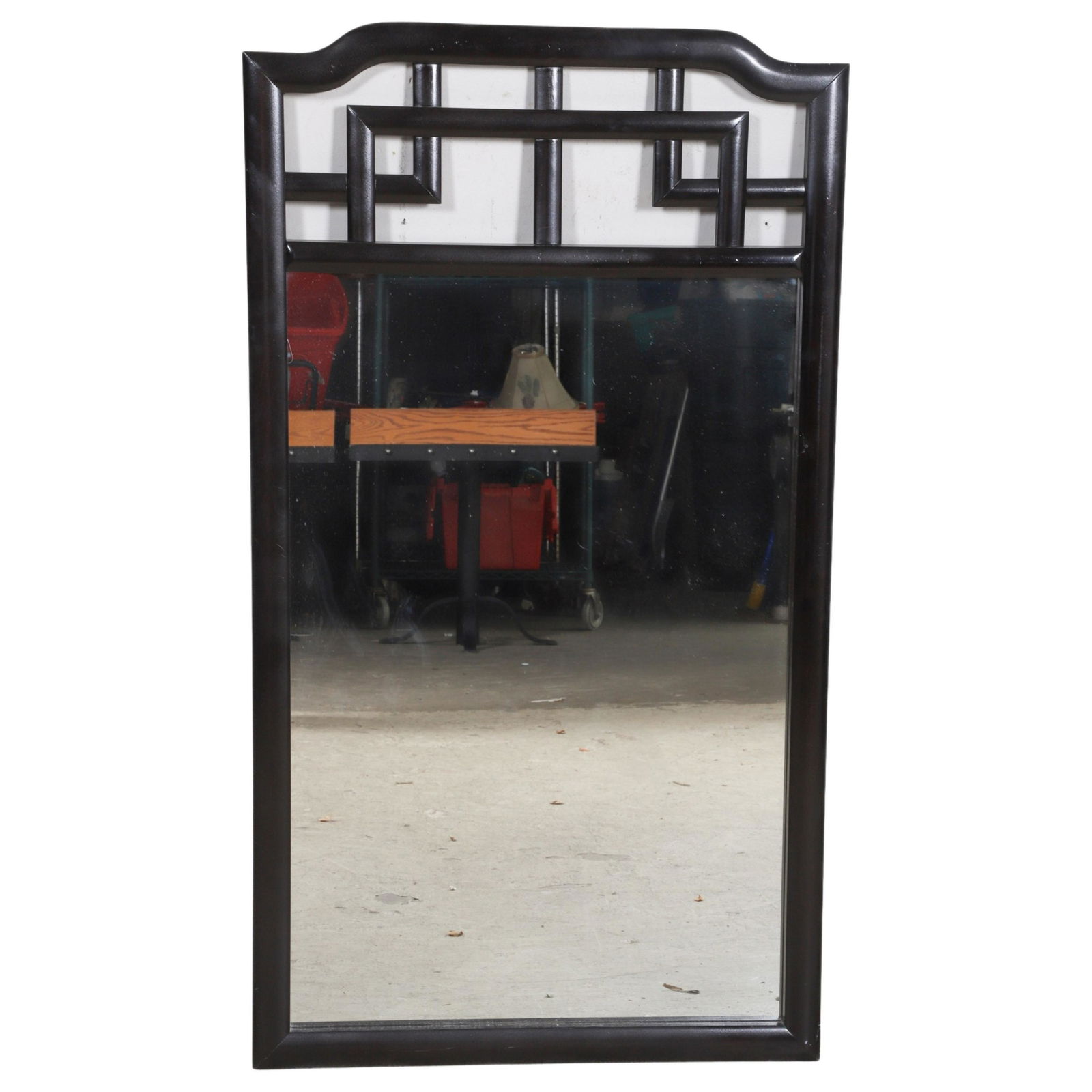 Lenoir Asian style ebonized hanging wall mirror (1 of 1)