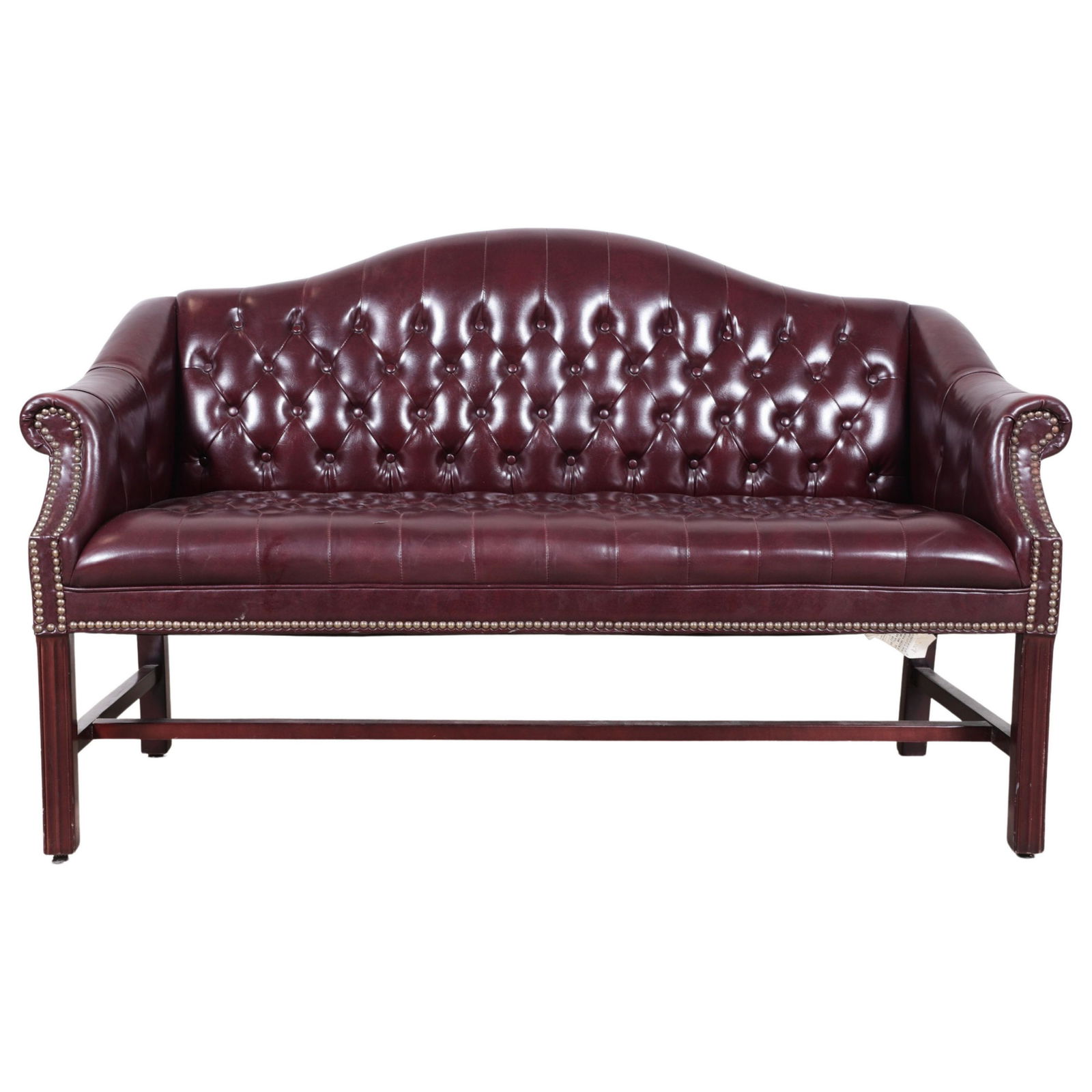 Chippendale style tufted upholstered camelback settee (1 of 4)