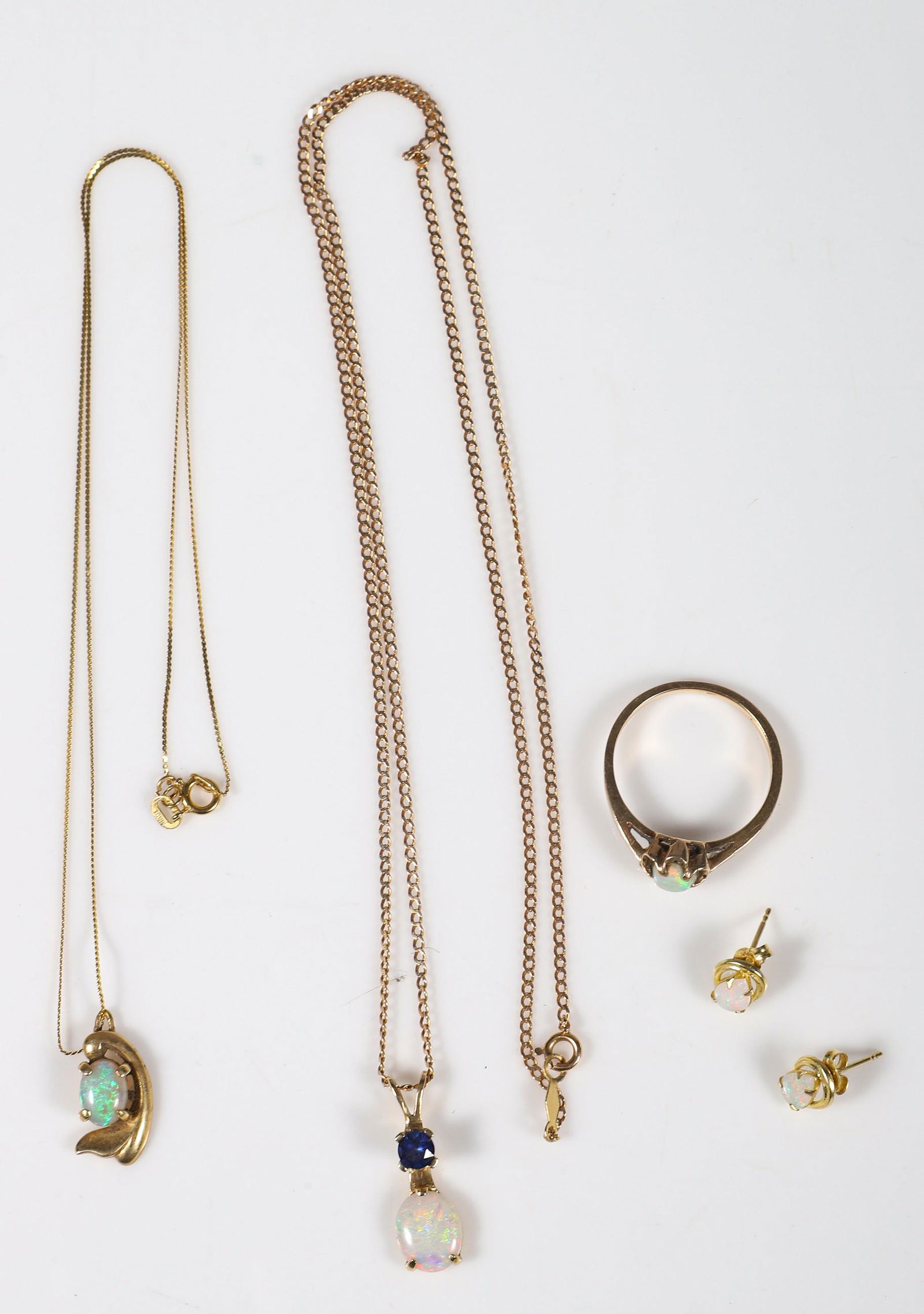 (4) Gold and Opal Necklaces, Earrings and Ring (1 of 3)
