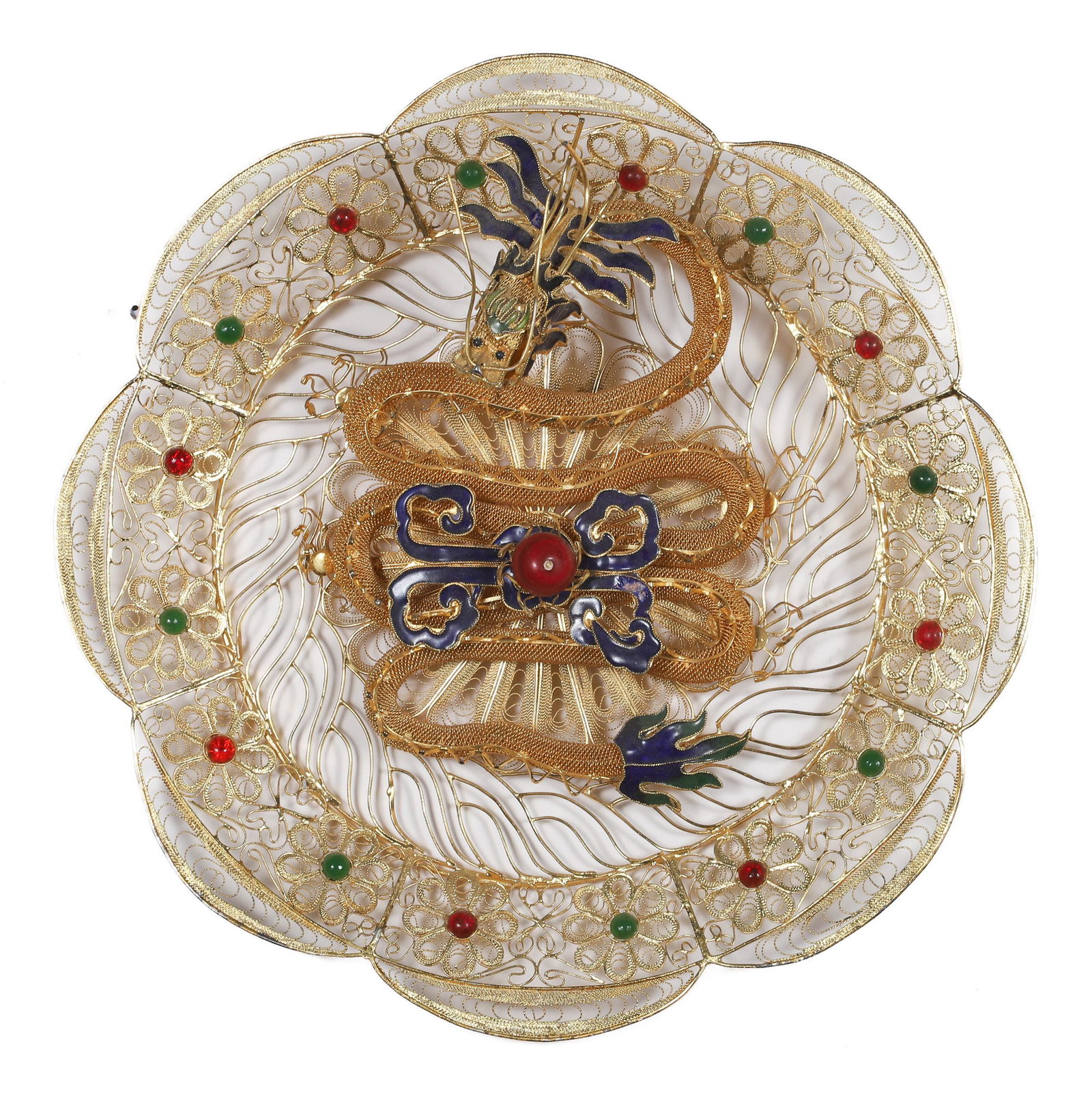 Pair of Chinese Gilt Metal Filigree Wall Plaques (1 of 3)