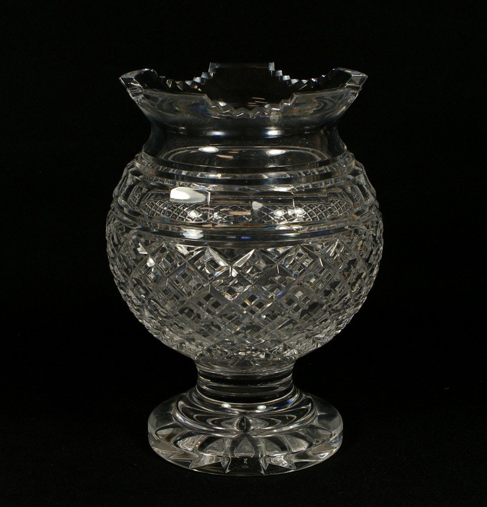 Waterford cut crystal footed vase, WS 1996, 86/100: Waterford cut crystal footed vase, WS 1996, 86/1000, 9" tall