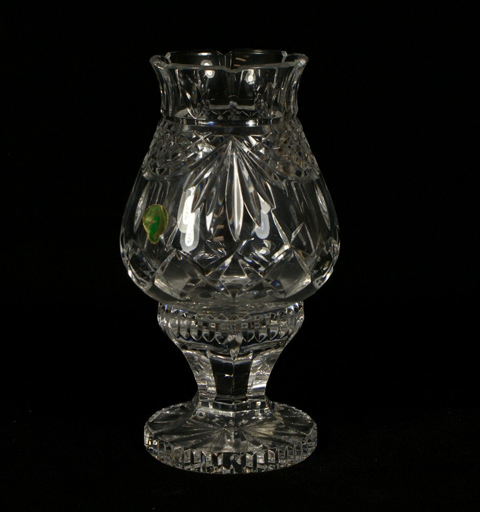 Waterford cut crystal footed candle holder, 2 piec: Waterford cut crystal footed candle holder, 2 piece, WS 1997, 8 3/4" tall