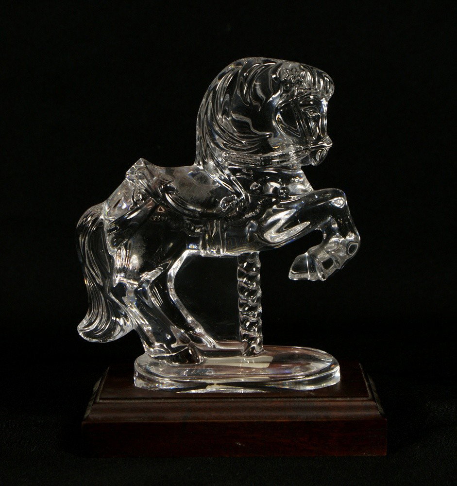 Waterford lead crystal carousel horse figurine, WS: Waterford lead crystal carousel horse figurine, WS 1997, with base, figurine 6 3/8" tall