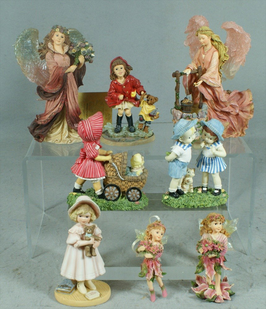 (7) Angel/Child collectors figurines, Cherming An: (7) Angel/Child collectors figurines, Cherming Angels, Jan Hagara, Faeriefest, Yesterday's Child, Effanbee,