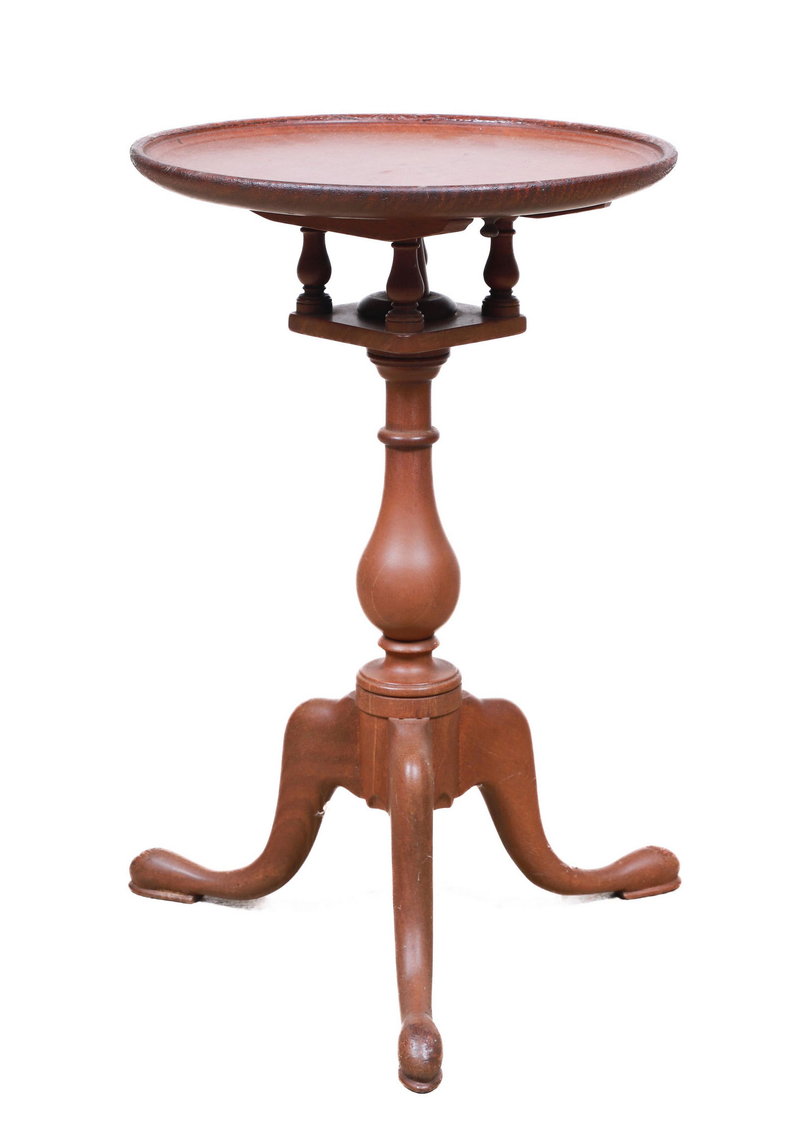 Diminutive Walnut Queen Anne Style Birdcage Candle Stand (1 of 7)