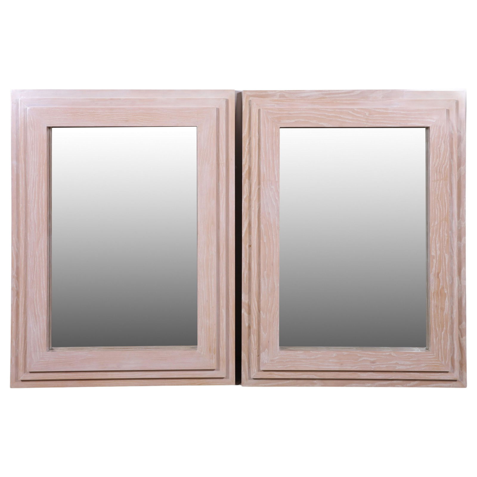 Pair Deco Style Cerused Wood Mirrors (1 of 2)