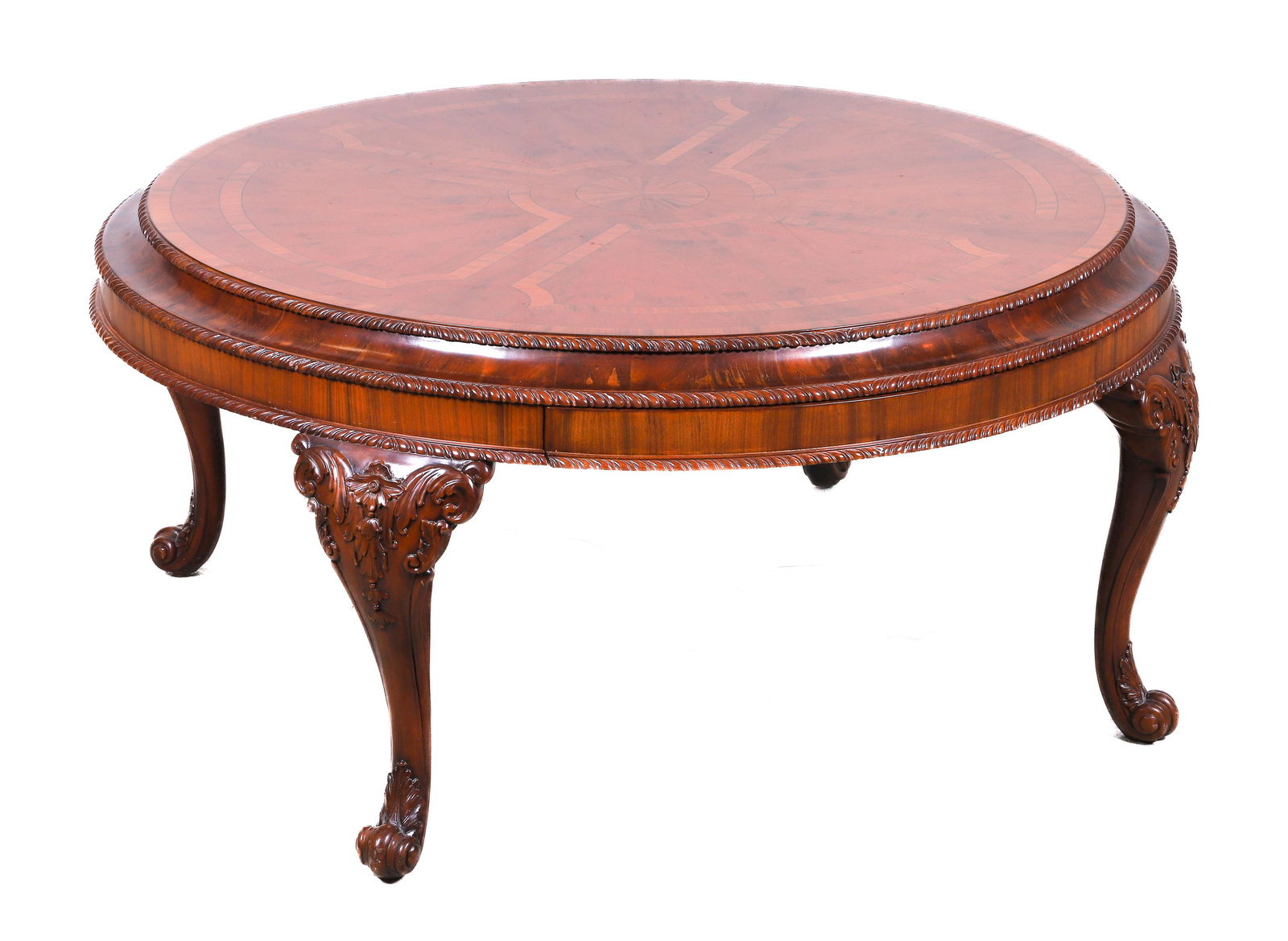 Louis XV style carved mahogany and maple coffee table (1 of 5)