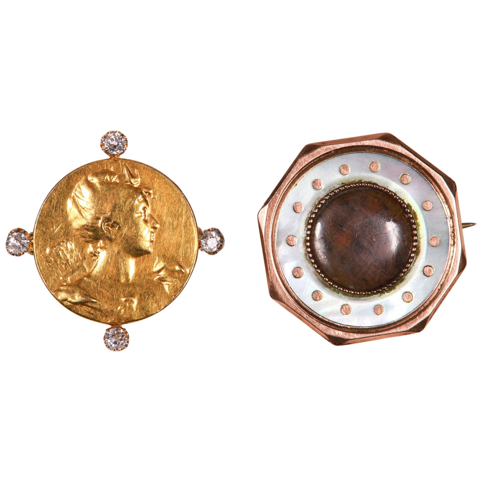 (2) unmarked YG round pins (1 of 2)