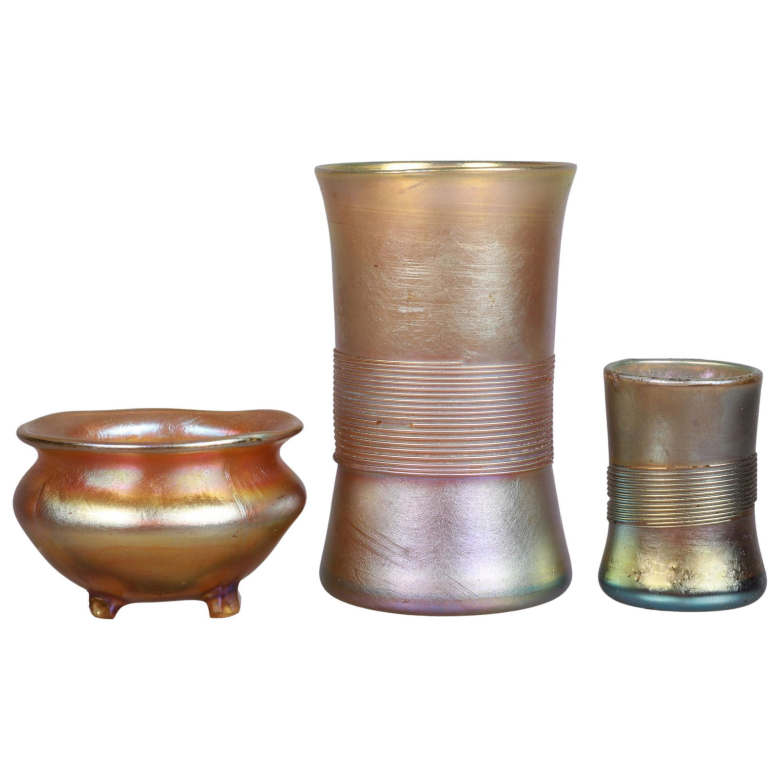 (3) Tiffany Favrile Vases and Dish (1 of 4)