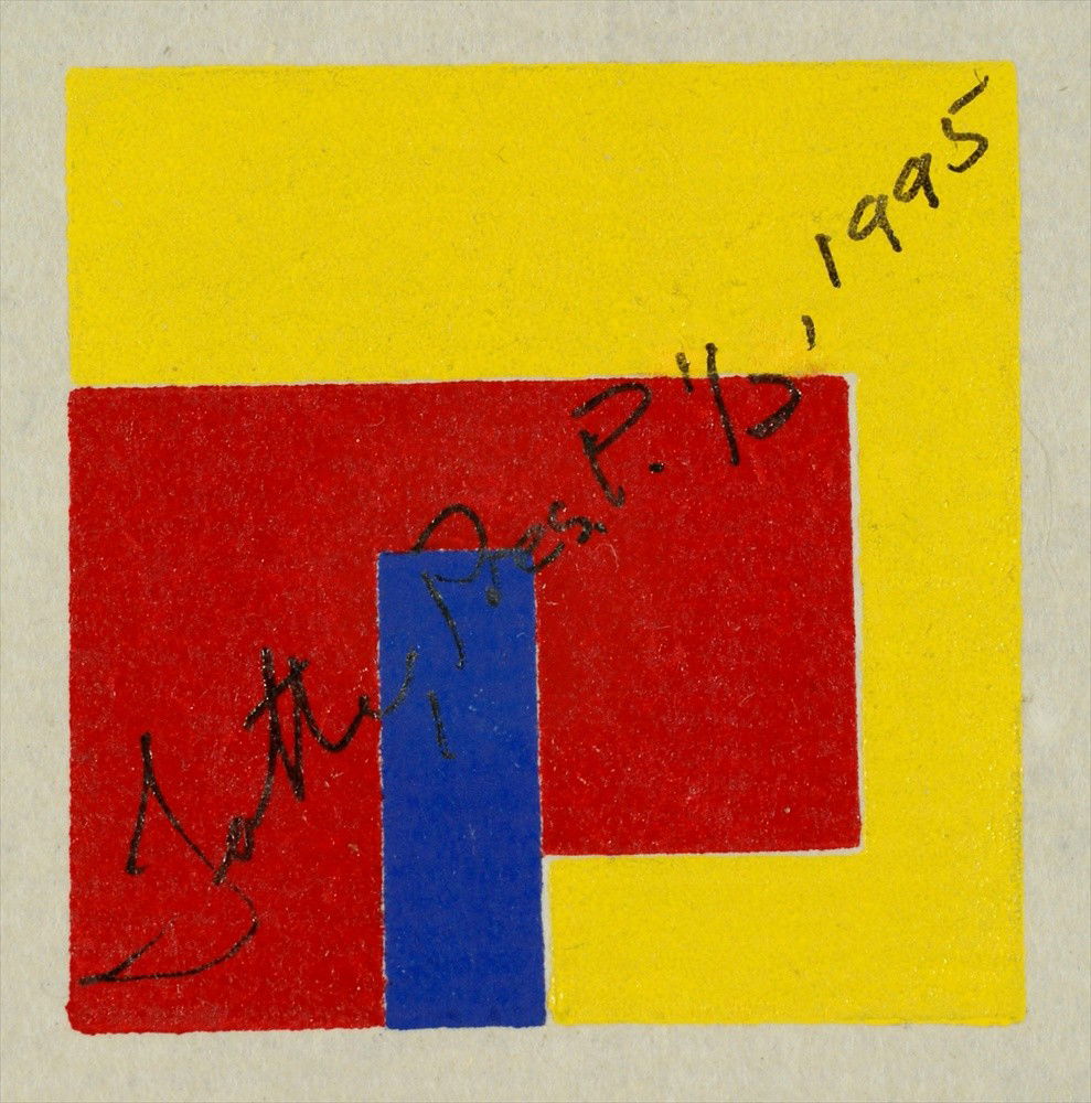 Richard Tuttle, "Music", 1995, Edition of 20, 3 co: Richard Tuttle, "Music", 1995, Edition of 20, 3 color woodblock, 1-1/2" x 1-1/2" image size, 9" x 8" paper size.